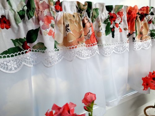 ZAKOSTYL ZASŁONY + ZAZDROSTKA RÓŻE GIPIURA WOAL2