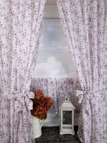 ZASŁONY + ZAZDROSTKA ETAMINA FIOLET KWIAT