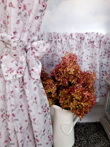 ZASŁONY + ZAZDROSTKA ETAMINA FIOLET KWIAT