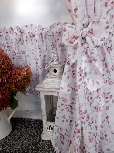 ZASŁONY + ZAZDROSTKA ETAMINA FIOLET KWIAT