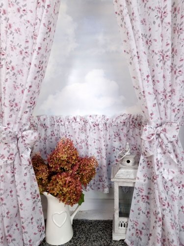 Zasłony + zazdrostka etamina fiolet kwiat