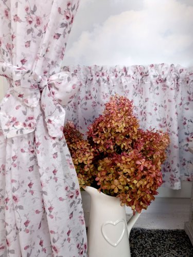 ZASŁONY + ZAZDROSTKA ETAMINA FIOLET KWIAT