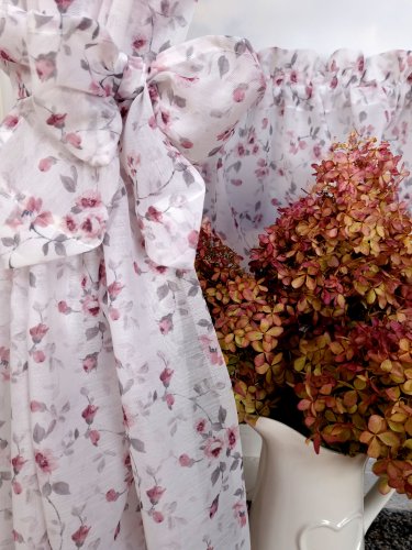 ZASŁONY + ZAZDROSTKA ETAMINA FIOLET KWIAT