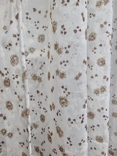 ZAKOSTYL ZASŁONY + ZAZDROSTKA ETAMINA BRĄZ KWIAT2