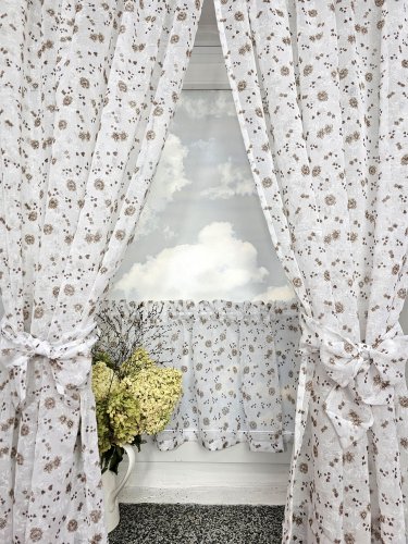 ZAKOSTYL ZASŁONY + ZAZDROSTKA ETAMINA BRĄZ KWIAT2