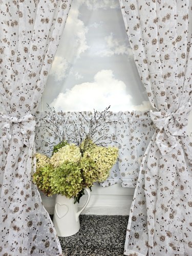 Zakostyl zasłony + zazdrostka etamina brąz kwiat2