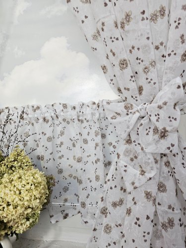 ZAKOSTYL ZASŁONY + ZAZDROSTKA ETAMINA BRĄZ KWIAT2