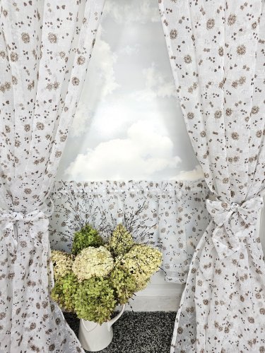 ZAKOSTYL ZASŁONY + ZAZDROSTKA ETAMINA BRĄZ KWIAT2