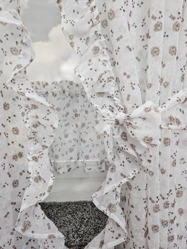 ZAKOSTYL ZASŁONY + ZAZDROSTKA ETAMINA BRĄZ KWIAT