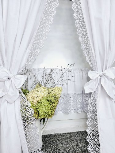 ZESTAW ZASŁON+ZAZDROSTKA GIPIURA SHABBY CHIC
