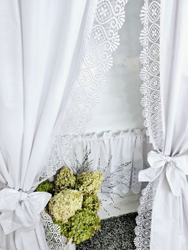 ZESTAW ZASŁON+ZAZDROSTKA GIPIURA SHABBY CHIC