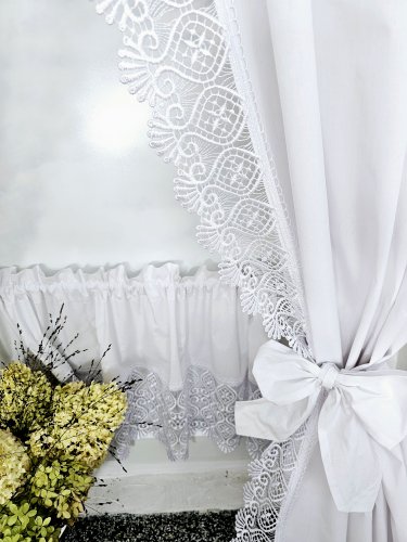 ZESTAW ZASŁON+ZAZDROSTKA GIPIURA SHABBY CHIC