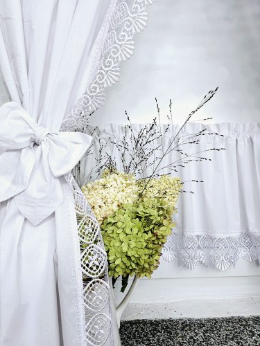 ZESTAW ZASŁON+ZAZDROSTKA GIPIURKA SHABBY CHIC