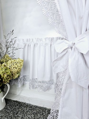 ZESTAW ZASŁON+ZAZDROSTKA GIPIURKA SHABBY CHIC