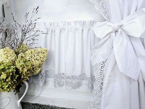 ZESTAW ZASŁON+ZAZDROSTKA GIPIURKA SHABBY CHIC