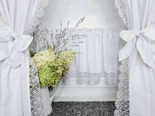 ZESTAW ZASŁON+ZAZDROSTKA GIPIURKA SHABBY CHIC