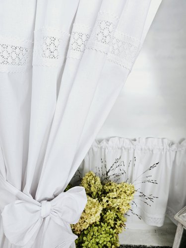 ZESTAW ZASŁON+ZAZDROSTKA  SHABBY CHIC