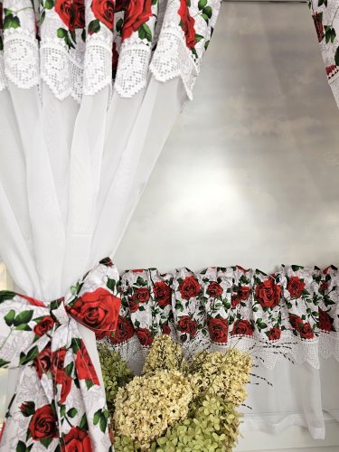 ZAKOSTYL ZASŁONY + ZAZDROSTKA RÓŻE GIPIURA WOAL4