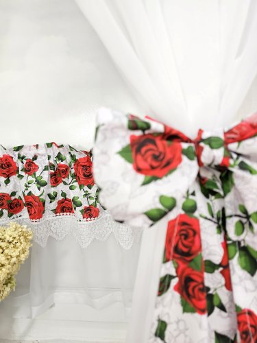 ZAKOSTYL ZASŁONY + ZAZDROSTKA RÓŻE GIPIURA WOAL4