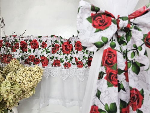 ZAKOSTYL ZASŁONY + ZAZDROSTKA RÓŻE GIPIURA WOAL4