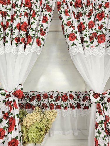 ZAKOSTYL ZASŁONY + ZAZDROSTKA RÓŻE GIPIURA WOAL4