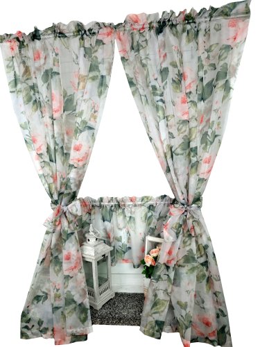 Zakostyl zasłony + zazdrostka jasny kwiat woal