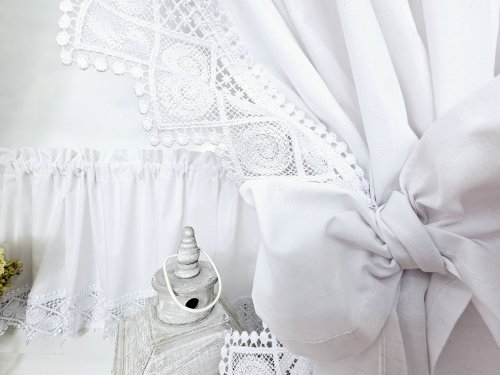 ZESTAW ZASŁON+ZAZDROSTKA VINTAGE SHABBY CHIC