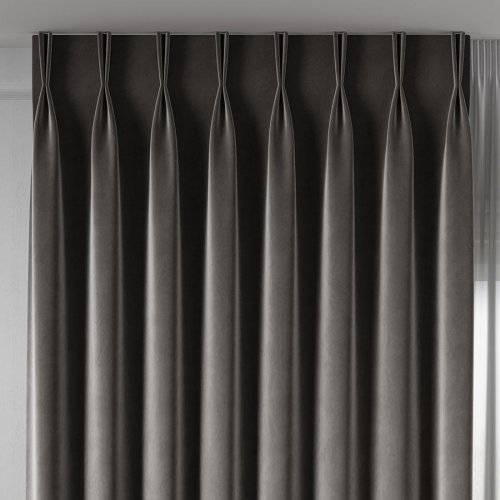 ZASŁONA VELVET CIEPŁY CIEMNY SZARY