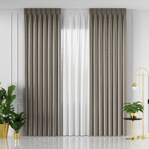 ZASŁONA VELVET CIEPŁY SZARY