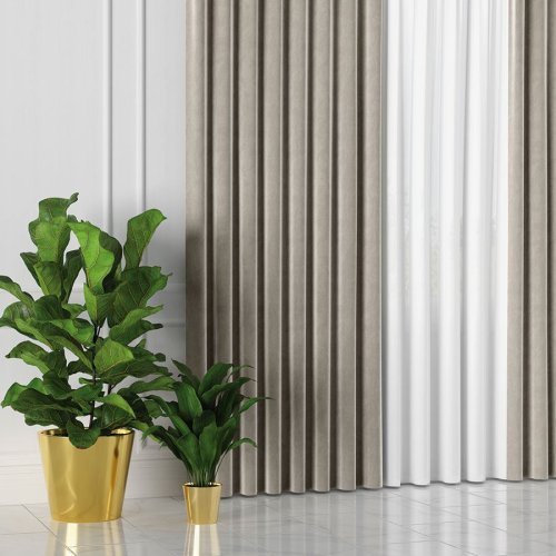 ZASŁONA VELVET CIEPŁY SZARY