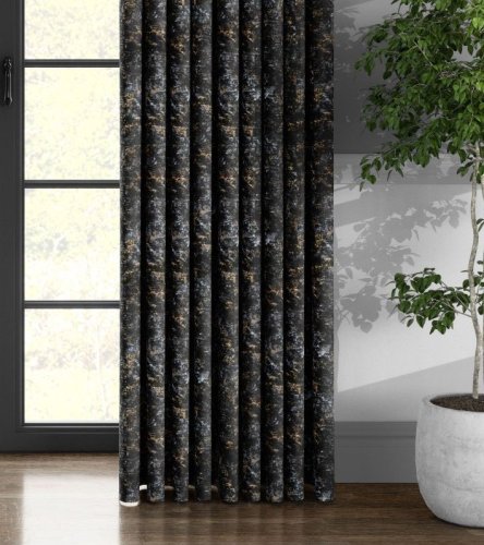 Zasłona velvet czarna glamour przecierane złoto  do 280cm