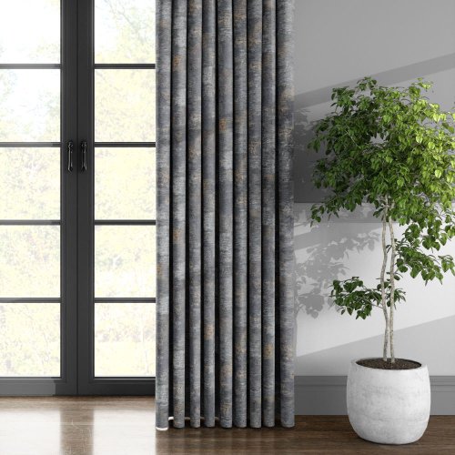 ZASŁONA VELVET SZARA GLAMOUR PRZECIERANE ZŁOTO  DO 280CM