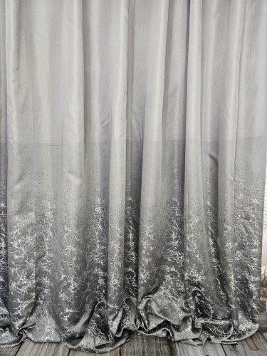 ZASŁONA  EKSKLUZYWNA SZARA SREBRO NIĆ SZER.140CM
