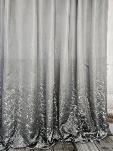 ZASŁONA  EKSKLUZYWNA SZARA SREBRO NIĆ SZER.140CM