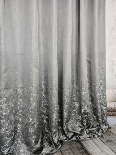 ZASŁONA  EKSKLUZYWNA SZARA SREBRO NIĆ SZER.140CM