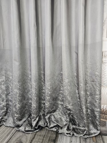 ZASŁONA  EKSKLUZYWNA SZARA SREBRO NIĆ SZER.140CM