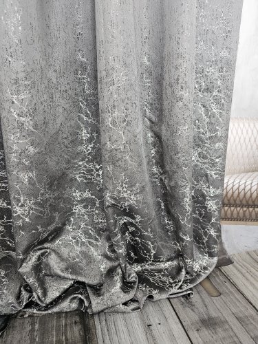 ZASŁONA  EKSKLUZYWNA SZARA SREBRO NIĆ SZER.140CM