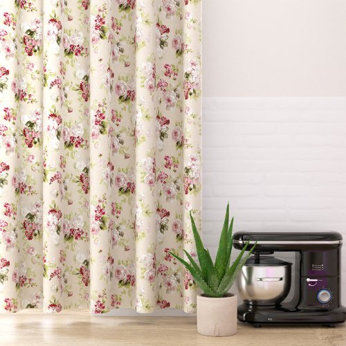 Zasłona natural róże na kremie  szer.140cm