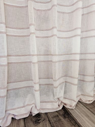 ZASŁONA PASY BEŻ BRĄZ BIAŁE NATURAL SZER.140cm