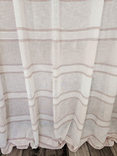 ZASŁONA PASY BEŻ BRĄZ BIAŁE NATURAL SZER.140cm