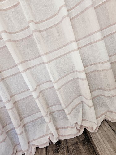 Zasłona pasy beż brąz białe natural szer.140cm