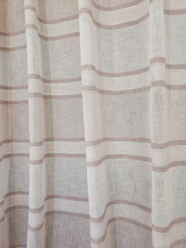 ZASŁONA PASY BEŻ BRĄZ BIAŁE NATURAL SZER.140cm
