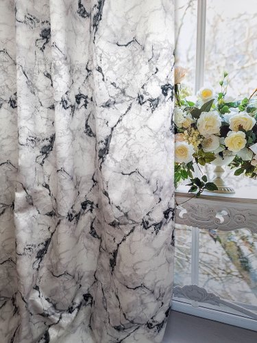 ZASŁONA EKSKLUZYWNA MARMUR GRANIT SREBRO SZER.140CM