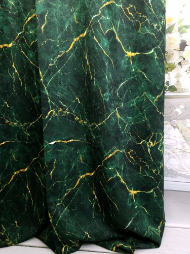 ZASŁONA MARMUR ŻÓŁTY NA BUTELKOWEJ ZIELENI SZER.140cm