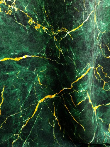 ZASŁONA MARMUR ŻÓŁTY NA BUTELKOWEJ ZIELENI SZER.140cm