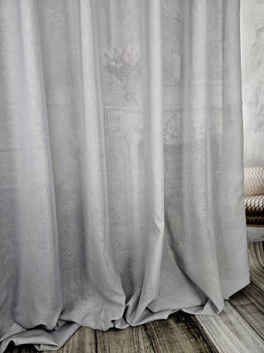 ZASŁONY SZRON LEN BATYST SZARY DO 300CM