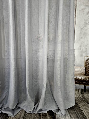 Zasłony szron len batyst szary do 300cm