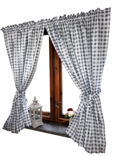 ZASŁONA 1SZT. SZARA KRATKA   SZER.140cm