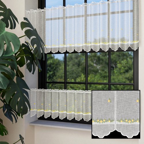 ZAZDROSTKA PANEL HAFT ŻÓŁTE KWIATUSZKI 35CM/60CM  (cena za 0,50mb)