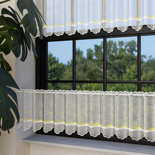 ZAZDROSTKA PANEL HAFT ŻÓŁTE KWIATUSZKI 35CM/60CM  (cena za 0,50mb)